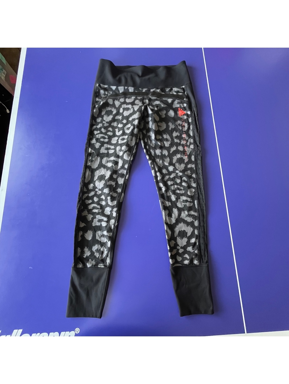 Adidas by Stella McCartney Black & Gray Leopard Print Athletic Leggings sz M